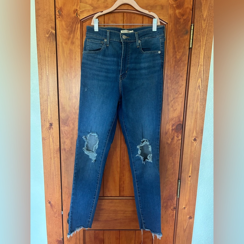 Levi's Blue Distressed High Waisted Skinny Jeans